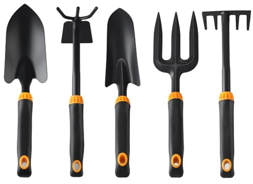Gartenkelle – Garten-Set für zu Hause | 5-teiliges Handwerkzeug | Gartenwerkzeug-Set mit Palette für Terrasse, Camping, Umpflanzung, Beete, Rasen