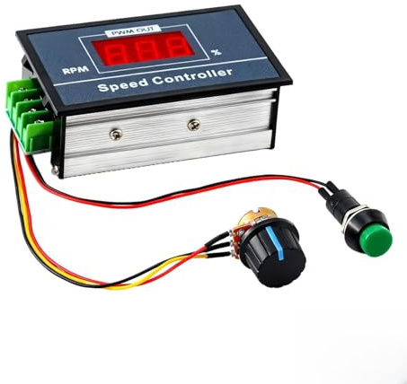 DC Motor Geschwindigkeitsregler, Drehzahlregler 30A, PWM Regler 6-60V 12V 24V 36V 48V Einstellbarer mit Digitalanzeige, für DC-Motoren, mit Start-Stopp-Schalter und Potentiometer zur Feinabstimmung