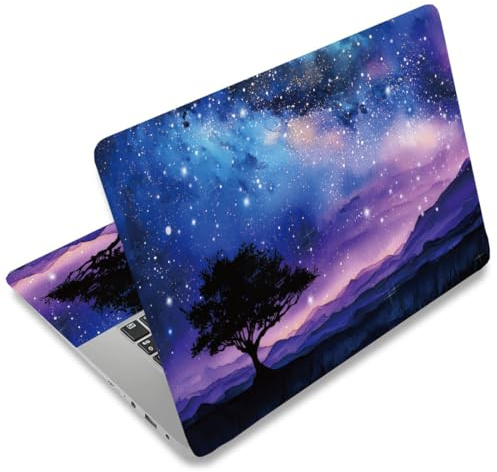SUPERDANT Laptop Folien Aufkleber mit Himmel Baum Sterne Notebook Sticker | Selbstklebend,Rückstandsfrei Ablösbar,Kratzfest,Pvc,38×27cm,14×9cm,12×9cm,Passend Für 30cm Bis 40cm Breitbild Laptops