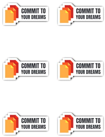 Aufkleber: 50 mm, 6 Stück - Commit to your dreams Programmierer Nerd Sticker