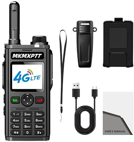 MKMXPTT 4G POC Walkie Talkie con Pantalla LCD Grande Sonido de Alta fidelidad Cat.1 Soporte WiFi Android Radio de intercomunicación Global de Rango de 5000km