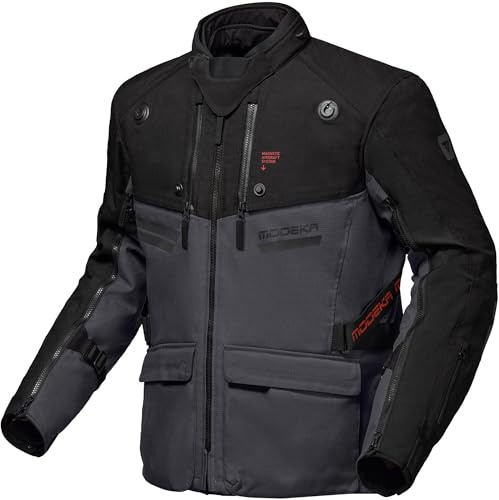 Modeka Motorradjacke Atlaz - 3in1 Adventure Jacke Schutzklasse AAA EN 17092-500D Cordura Ripstop - SAS TEC Level 2 Protektoren - 20k 20k In&Out Membran - Airbag Ready - Dunkelgrau/Schwarz