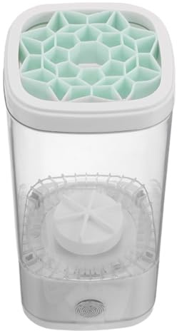 Nettoyeur Électrique de Pinceaux de Maquillage Rangement Intégré Blanc | Nettoyage Automatique, Usage pour Outils et Éponges, Plastique Acrylique, pour Artistes et Usage Quotidien