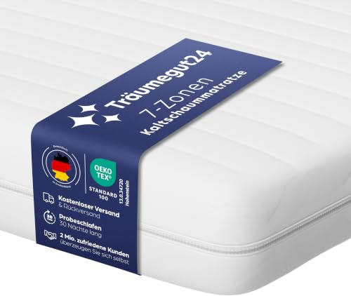 Träumegut24 AquaFlex 7-Zonen Kaltschaummatratze 120x200cm, 16cm, H2 | Ergonomisch, Bezug abnehmbar & waschbar, Hypoallergen & Antibakteriell, OEKO-TEX Standard 100