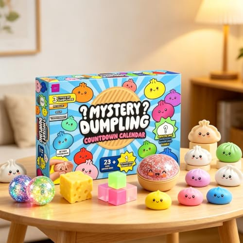 24 Stück Knödel-Adventskalender, weiche, langsam aufsteigende Squeeze-Teigkugel, sensorisches Zappelspielzeug zum Entspannen der Hände