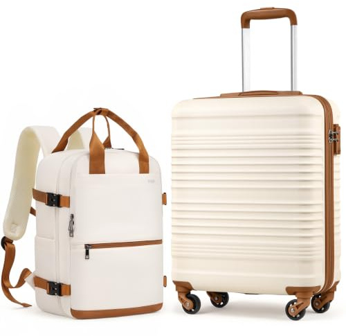 COOLIFE 55×40×20 Cabin Suitcase + 40x30x20cm Ryanair Cabin Bag EasyJet Set | Lightweight Carry On Suitcase PC+ABS Hardshell, TSA Lock 4 Wheels, Backpack – for EasyJet, Personal Item & Paid Hand Luggage
