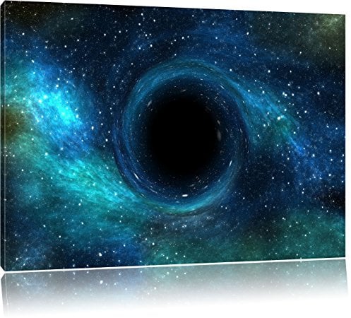 Pixxprint Schwarzes Loch im Weltall, Größe: 80x60cm, Leinwandbild, fertig gespannt, Wandbild, Dekoration, Kunstdruck, kein Poster