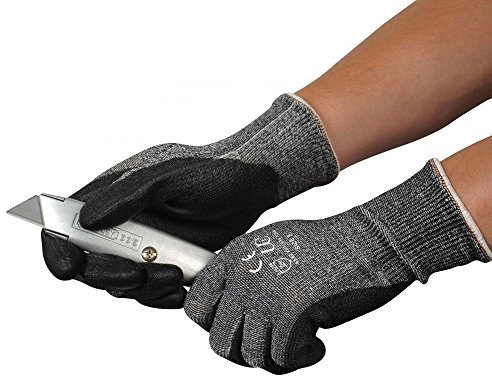 Ultimate Industrial PU500/08 PU500 Kutlass PU Coated Cut Level 5 Work Gloves, 1 Pair, Size 8/Medium, Black/Grey