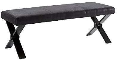 byLIVING Vorbank CLAUDE / Moderne Sitzbank mit einem Vintage-Bezug in schwarz / Metall Gestell schwarz pulverbeschichtet / Bank ohne Rückenlehne / B 160, H 51, T 51,5 cm