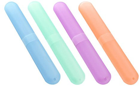 ULTNICE 4 Stück Zahnbürsten-Etui für Zahnbürste, Tragbare Kunststoff-Halterung für Reisen (gemischte Farbe)