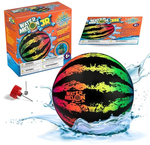 Watermelon Ball JR Durable Fillable Pool Toy for Underwater Games - Football, Basketball & Rugby - Perfect for Water Parties - Fun for Adults & Kids Alike - Ages 6+, 6.5 Multicolor