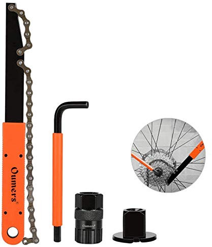 Oumers Fahrrad Kassette Removal Tool mit Ketten Peitsche Hilfs Schraubenschlüssel Fahrrad Kettenra Entfernungs Werkzeuge Kettenpeitsche Ritzelabnehmer Zahnkranzabzieher Schraubkranzabzieher