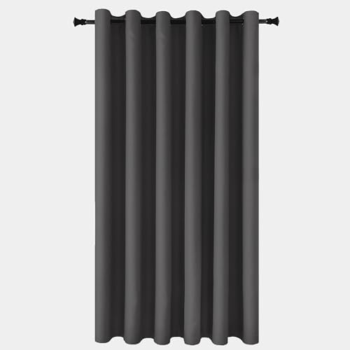 Yorkshire Bedding Grey Blackout Curtain Ring Top 66 x 84 Inch Thermal Insulated Door Curtains for Bedroom 1 Panel + 1 Tieback