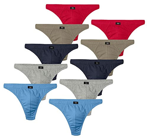 HIS Herren Strings Slips H.I.S knapp geschnitten Baumwolle | 10er Pack (S | 4, 10 x farbig)