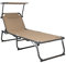 HOMECALL Aluminium-Klappliege mit Sonnendach, Textilene-Gewebe, 200 x 70 cm, Max. Tragkraft 150 kg - Beige