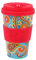 IDRINK®- RPET-Kaffeebecher mit Silikonverschluss zum Öffnen, leicht zu tragen 435 ml Becher zum Mitnehmen aus recyceltem Kunststoff 8,7 x 8,7 x 15 cm 435 ml (Paisley)