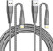 Apple MFi Certified iPhone Metal Braided Charger - 6.6Ft Heavy Duty Fast Charging Cable, 304 Stainless Steel Lightning Cable, Pet Chew Proof, Data Sync for iPhone/iPad - 2Pack