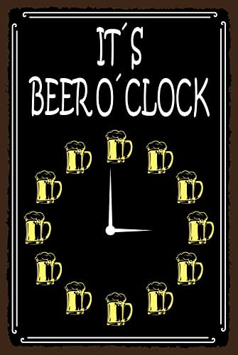 AGDeko André Günther Dekoration & Style Aus Holz 20x30 cm Its Beer o Clock Es ist Bier Zeit Uhr Alkohol Trinken Tafel