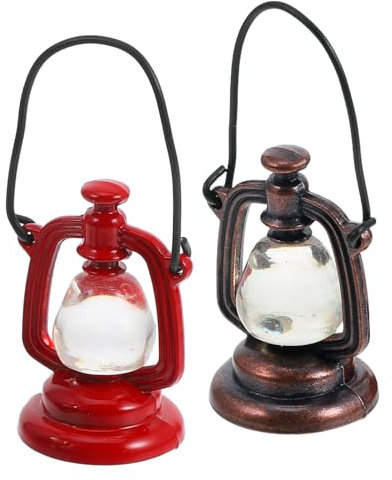 2st Mini-petroleumlampe Möbel Mini-öllampendekoration Miniaturvorräte Miniatur-petroleumlampe Petroleumlampe Licht Miniatur-laternen-ornamente F111 Zubehör Puppenhaus Legierung