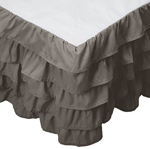 Elegant Comfort Leila Collection Bettrock mit mehreren Rüschen, Fadenzahl 1500, ägyptische Qualität, einfach anzubringen, Staub-Rüschen, 38,1 cm lang, knitter- und schmutzabweisend, mehrere Rüschen,
