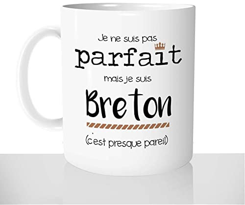 Mug-Cadeau Pas Parfait Mais Breton - Tasse Café Idée Cadeau Original Homme Bretagne Région - Noël Anniversaire