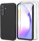 MIKULLE Cover in Silicone per Samsung Galaxy A54 5G con 2 Pellicola Vetro Temperato, Custodia Morbido Silicone Ultra Sottile Liquida TPU Antiurto AntiGraffio Case - Nero