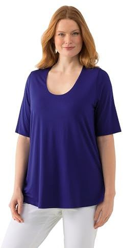 Ulla Popken Damen große Größen Übergrößen Plus Size Shirt 1/2 Arm Doublelayer Tintenblau 46+ 820860846-46+