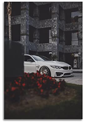 Sportauto Poster für BMW M4 F82 Weißes Rennauto Poster Dekorative Malerei Leinwand Wandposter und Kunstbild Druck Modern Familie Schlafzimmer Dekor Poster