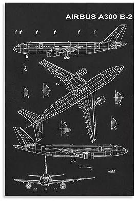 AIRBUS A300 B2 Flugzeugzeichnungen Minimalismus Blaupausen Wandkunst Poster Drucke Wohnkultur Bild Leinwand Malerei Poster