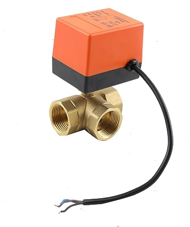 MECUTP 3 Wege Kugelhahn Elektrisch | Motorisiertes Kugelventil, DN20 Motorkugelhahn 220V Motorventil Messing Absperrventil, Umschaltventil Dreiwegeventil Für Flusssteuerung
