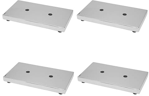 GTV - Möbelfüße MODERN 926, Füße aus Chromstahl, Für Kommoden, Sofas, Schränke, Kunststoffschlitten, Abmessungen Montageplatte: 180x100 mm, Höhe: 20 mm, Farbe: Chrom - 4 Stück