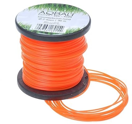 Aqbau Trimmerfaden 2,4 mm x 90m Rund – Mähfaden für Rasentrimmer und Motorsense, Robustes Nylonfaden Freischneider Zubehör, Orange Trimmerschnur für Gartenpflege und Unkraut