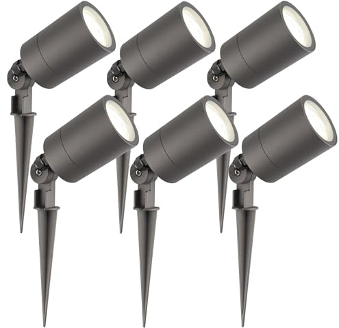 Ledvion - 6X LED Gartenstrahler, Anthrazit, IP65, 5W, 4000K, 2M Kabel, LED Spots, Gartenspots