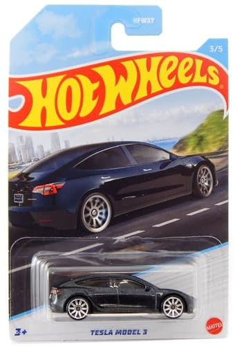 Hot Wheels Tesla Model 3 Black Luxury Sedans Series 2022 3/5 HFW37 + Blister & Card Protector Pack Friki Monkey
