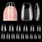 ZIFUTON 450pcs Capsule Americaine Ongle Court,Faux Ongles Court Ballerine, Capsule Ongle Gel x Pose Americaine Couverture Complète Pour Débutant,Salons de Manucure-Transparent-15 Tailles-Semi Givré