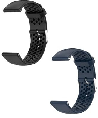 2 bracciali sportivi compatibili con Garmin Vivomove HR, cinturino di ricambio da 20 mm, in silicone traspirante per smartwatch Garmin Vivomove HR