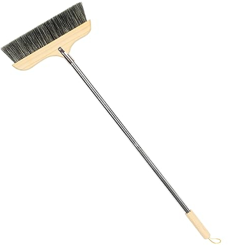 Amosfun Empujar Escoba de cerdas de Madera Maciza rugerizado barrefondo Escoba de Madera Huellas para Piso Escoba de cerdas Suaves barredora de Madera Mango Largo Cepillo de Limpieza
