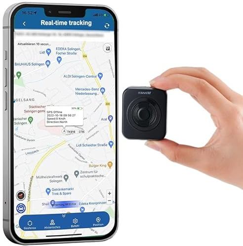 TKMARS 4G Mini GPS-Tracker with SIM-Karte, APP & Webplattform ohne ABO, Echtzeit-Ortungsgerät mit SOS, LKW Peilsender mit Magnet- und Clip-Rückseite