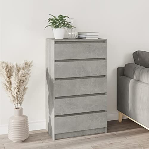 Rantry Kommode aus Sperrholz, Betongrau, 60 x 36 x 103 cm, Bürokommode, Beistelltisch für Akten, Arbeitsplatte für Arbeitszimmer, Büro, Kommoden