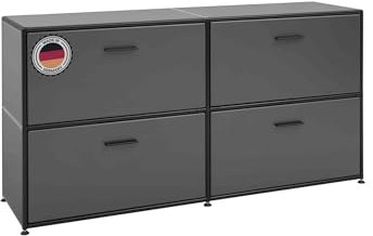 Bosse modulares Sideboard Kommode schwarz anthrazit Design mit 4 Fächern - Made in Germany
