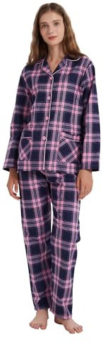 Amaxer Ensemble de Pyjamas Chauds en Flanelle pour Femmes 100% Coton Ensembles de Pyjamas d'automne et d'hiver