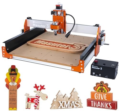 FoxAlien Máquina fresadora CNC Masuter 3 con Ruedas de Acero, Fresadora de Grabado de 3 Ejes 15.75 x 15.75 x 3.74 Área de Trabajo para Corte de Madera Acrílico MDF Nylon Tallado