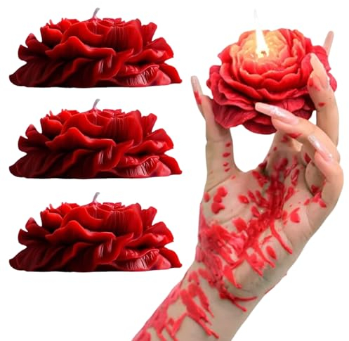 4 Pcs Low Temperature Candles Red Rose Flower Shaped Scented Candles Low Heat Romantic Wax Play Candles for Lovers Couples Wedding