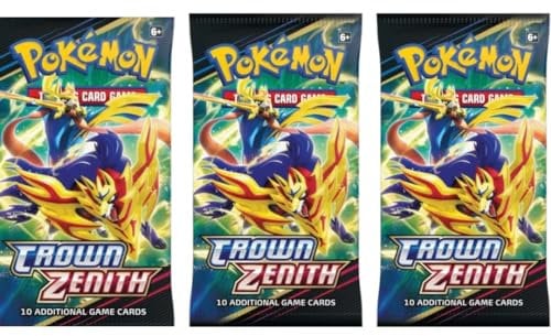 3er Pokeman Booster Set - 3X Crown Zenith Booster - mit 10 Karten pro Booster - Englisch Heartforcards® Versandschutz