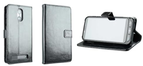 caseroxx Bookstyle Handytasche für SPC Zeus 4G / Zeus 4G Pro in schwarz – Klapphülle mit Kreditkartenfächern, Magnetverschluss, Standfunktion & Rundumschutz für Display und Gehäuse