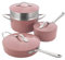ProCook Soho Coral Pink Pan Set with Stainless Steel Handles Non Stick Induction & Oven Safe Stylish Modern Cookware Set 4 Piece, 18/24/26 cm, 2.1/3/4.8 L