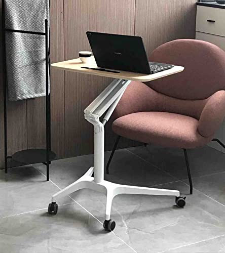 Klappbarer Computertisch, pneumatischer Stehtisch mit Hubfunktion, Laptop-Bürotisch, Nachttisch, Abnehmbarer Schreibtisch, Schulungstisch, Arbeitstisch (weiß)