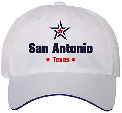 Mütze San Antonio Texas Stella USA America7, Polyester, 5 Paneele, blauer Einsatz auf Schnabel, Weiß, One size