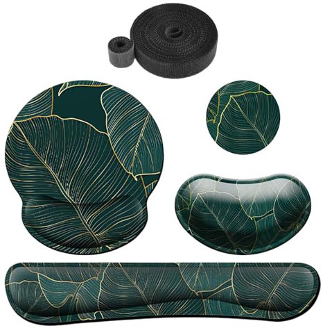 ZBHDEYG 1 Lot De 4 Tapis De Souris, 1 Serre-Câble, 3 en 1, Tapis De Souris, Support De Poignet, Tapis De Souris Antidérapant, Repose-Poignet pour Tapis De Souris.