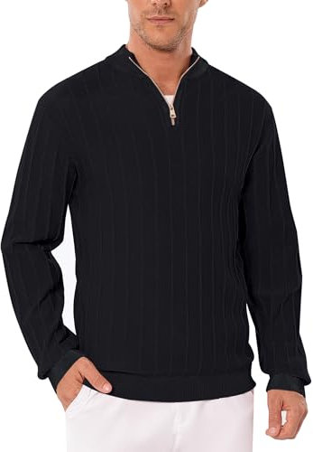 iClosam Maglione con Cerniera sul Collo Uomo con Zip Pullover Giacca Maglia Pullover Invernale